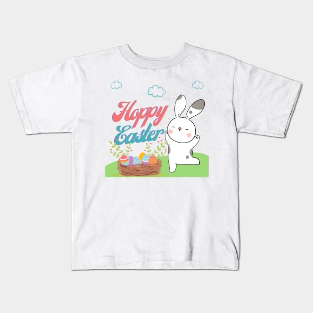 Cute Hoppy Easter Bunny | Easter Gift Ideas | Gifts for Kids | Gifts for Rabbit Bunny Lovers Kids T-Shirt by mschubbybunny